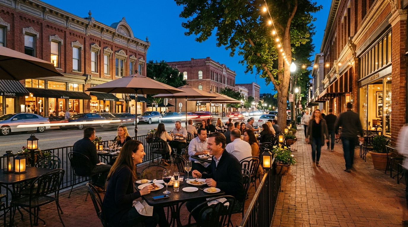 Al fresco dining on a warm evening in Old Pasadena