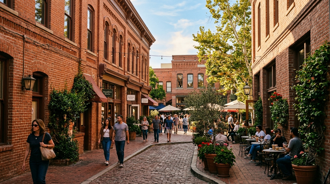 Historic alley and courtyard in Old Pasadena