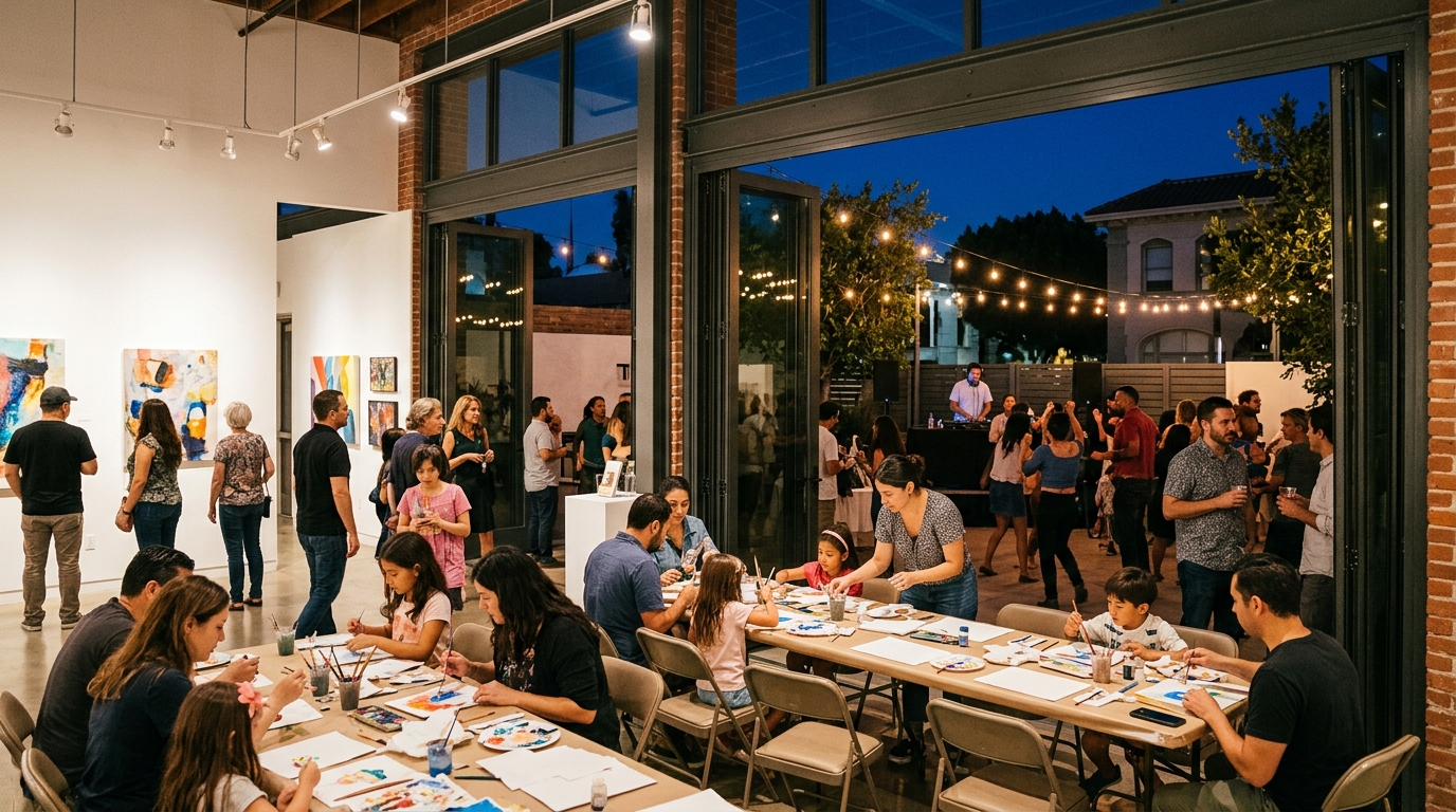 Visitors enjoying exhibitions and hands-on activities during Fall ArtNight Pasadena